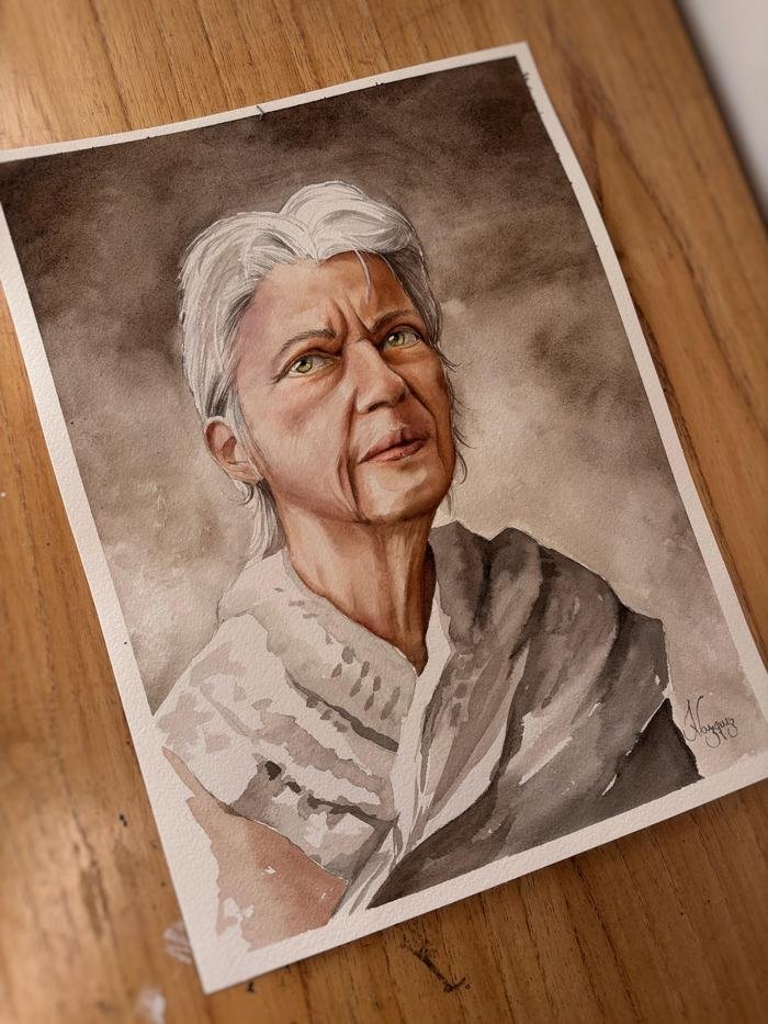 Retrato, acuarela de 20 × 30 cm